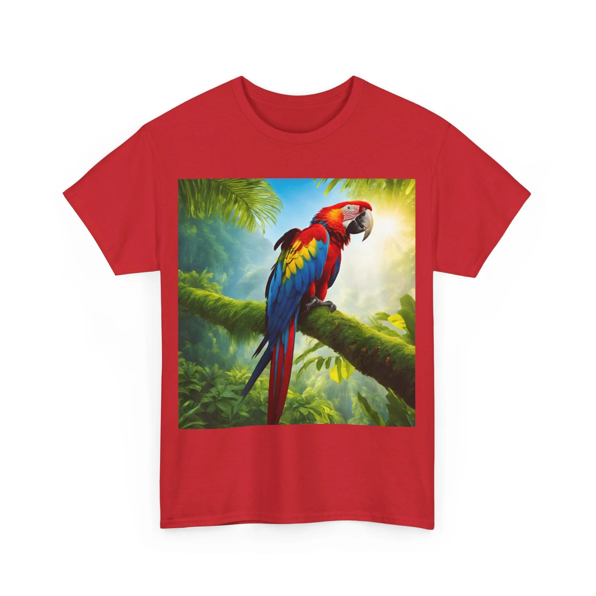 Tropical Vibes Unisex Heavy Cotton Tee | Colorful Parrot Design