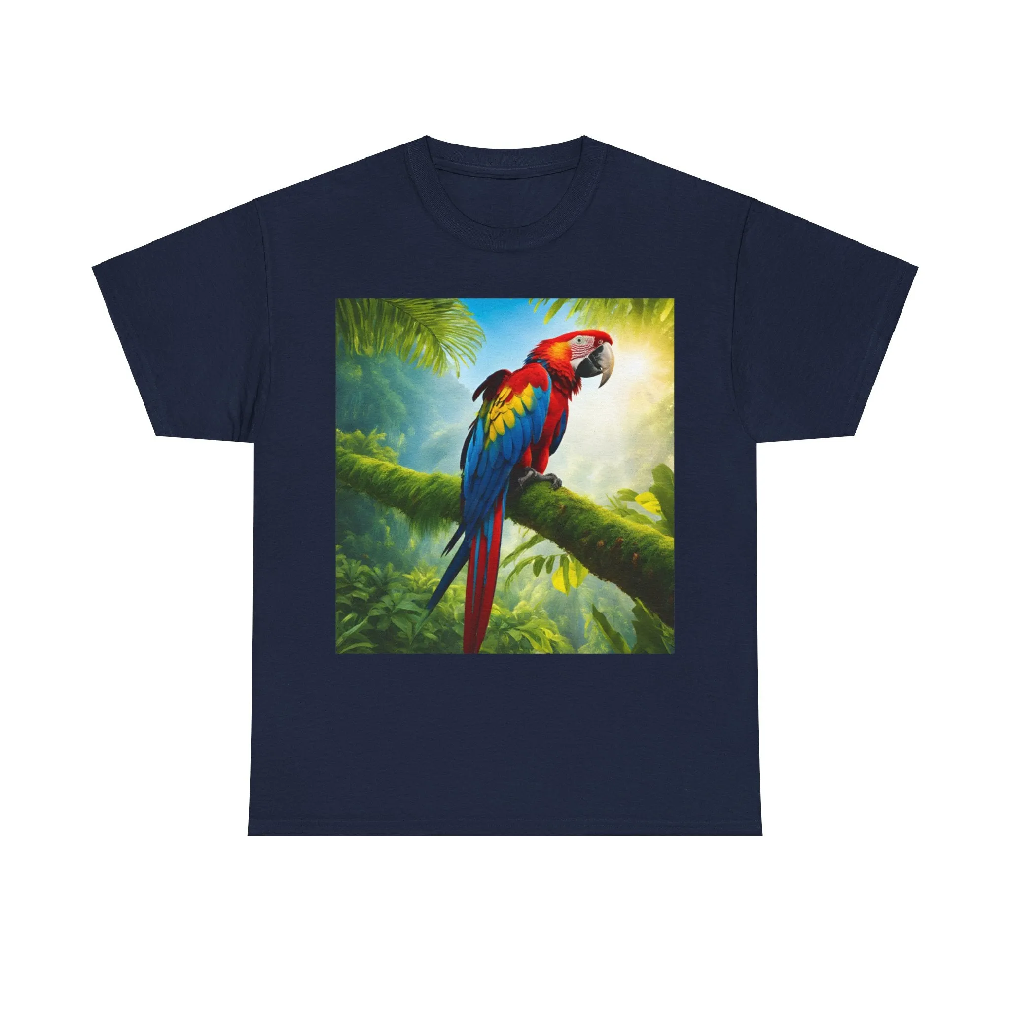 Tropical Vibes Unisex Heavy Cotton Tee | Colorful Parrot Design
