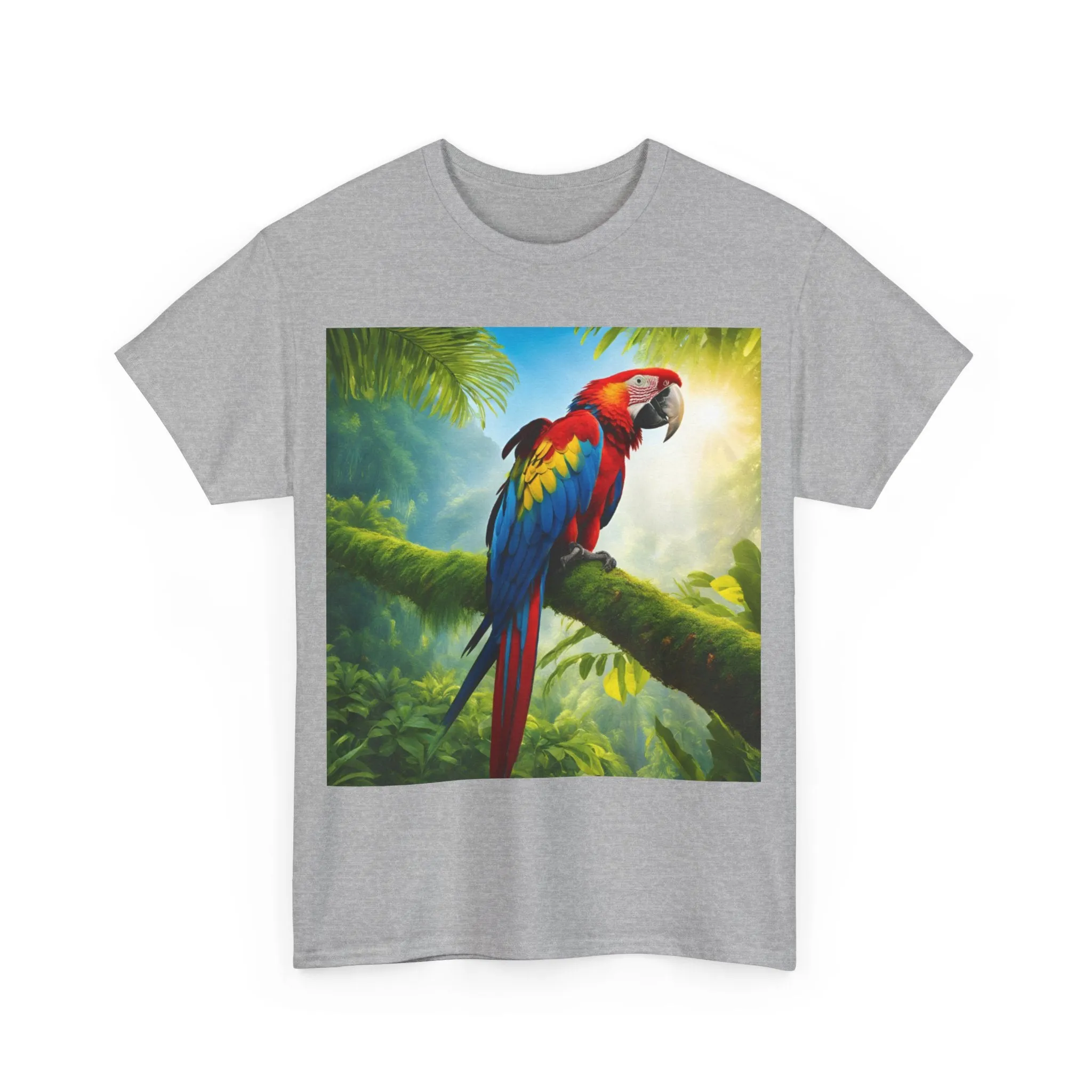 Tropical Vibes Unisex Heavy Cotton Tee | Colorful Parrot Design