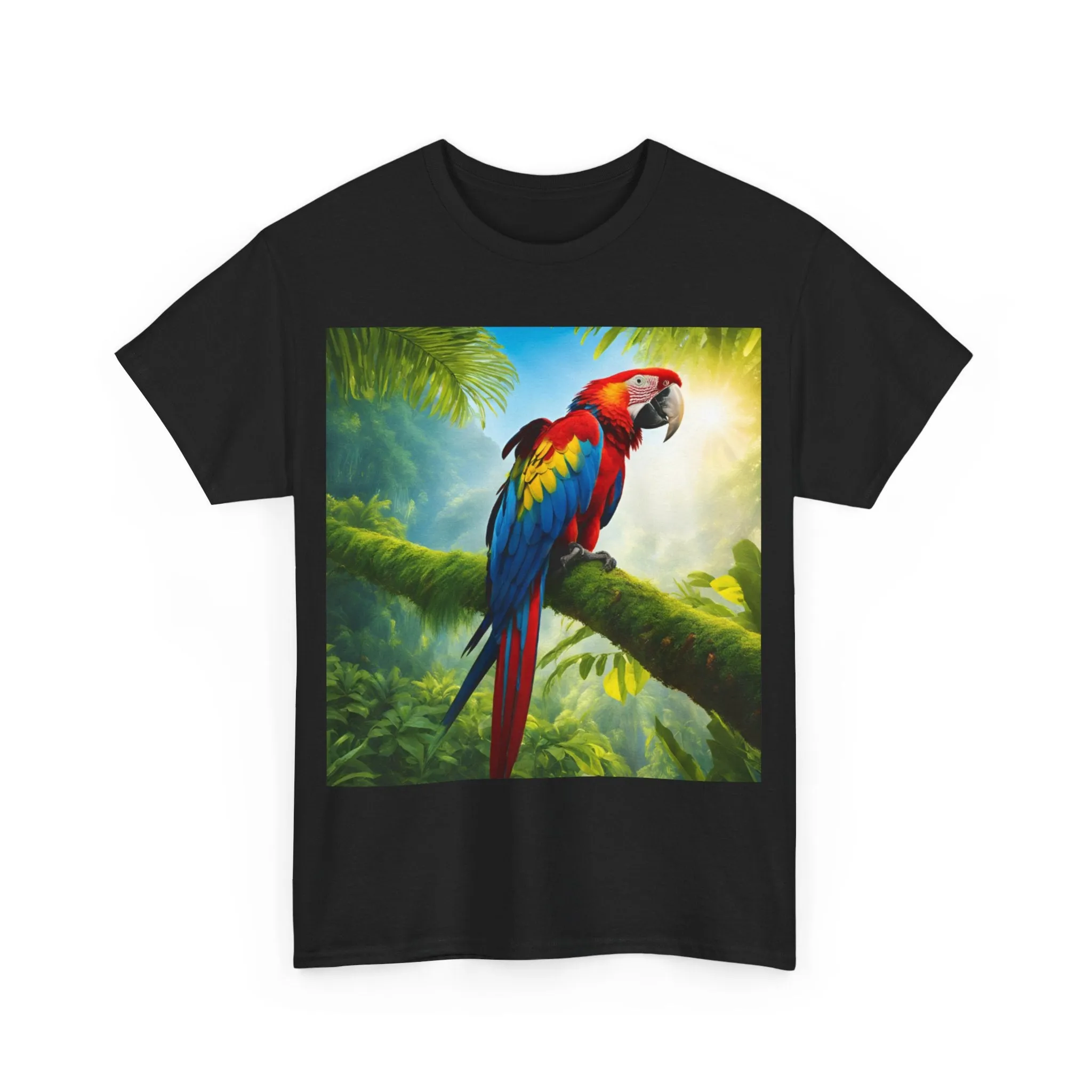 Tropical Vibes Unisex Heavy Cotton Tee | Colorful Parrot Design