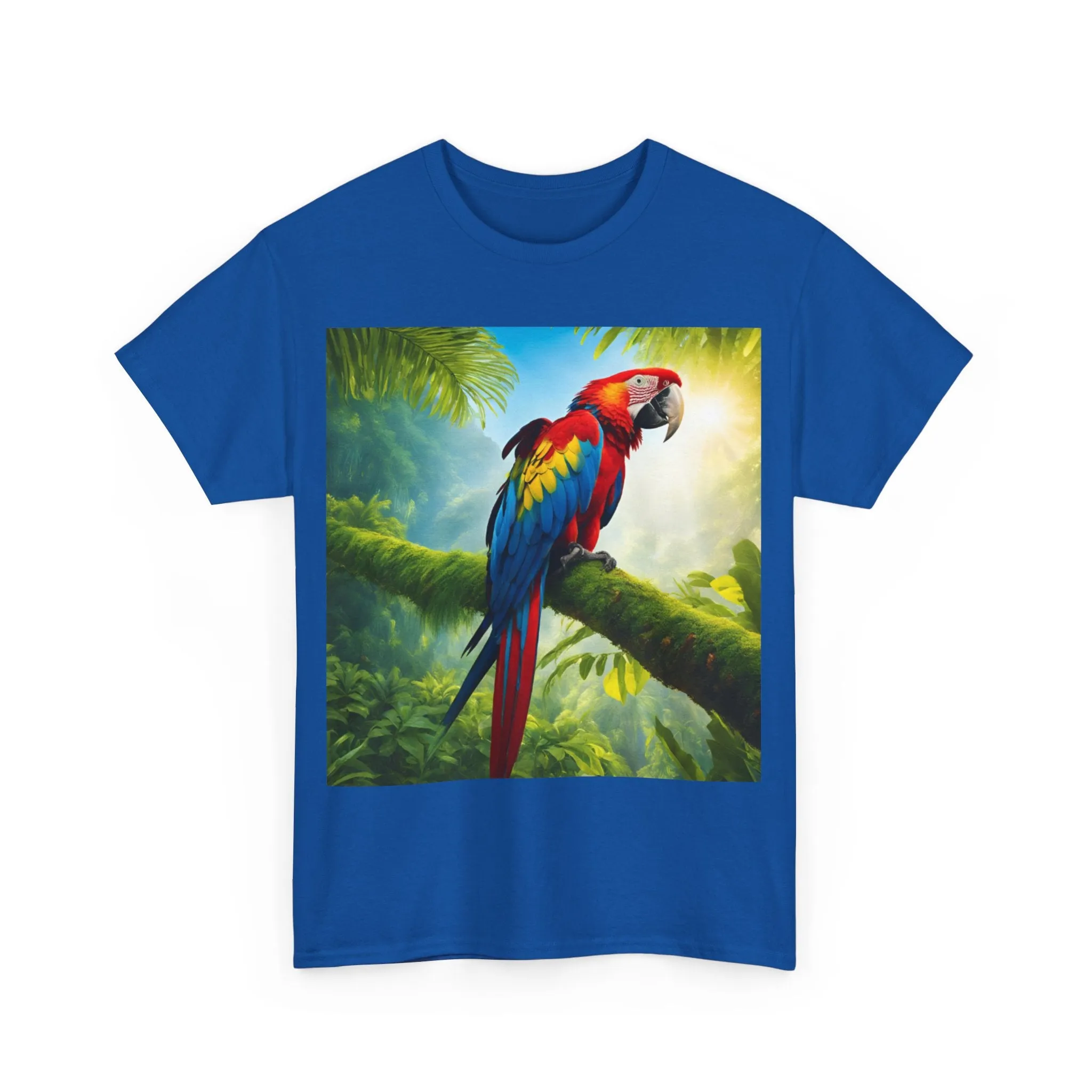 Tropical Vibes Unisex Heavy Cotton Tee | Colorful Parrot Design