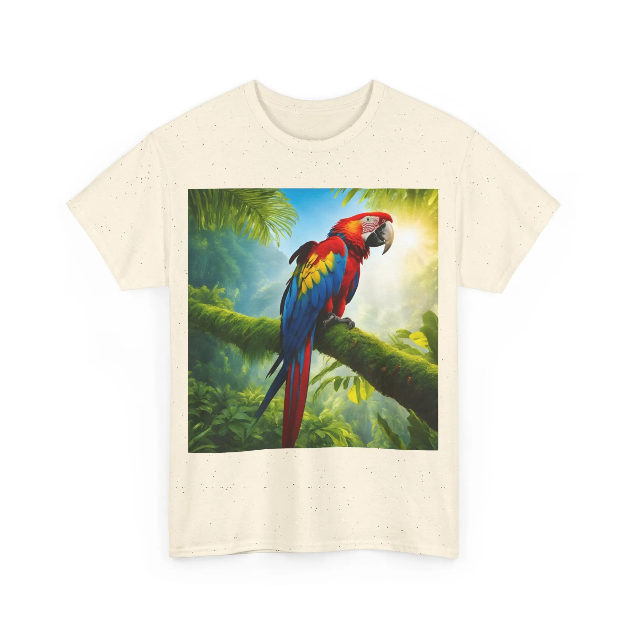 Tropical Vibes Unisex Heavy Cotton Tee | Colorful Parrot Design