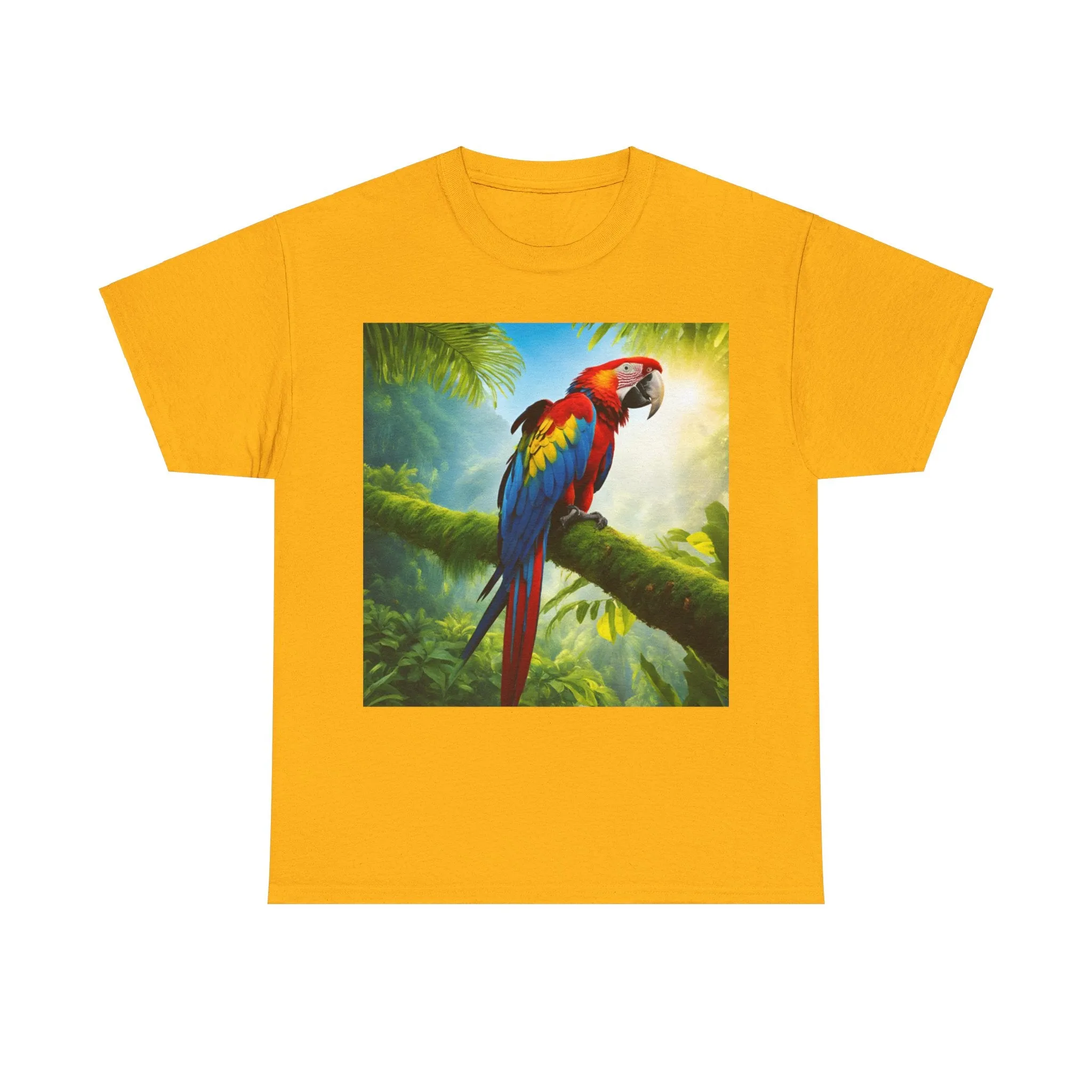 Tropical Vibes Unisex Heavy Cotton Tee | Colorful Parrot Design