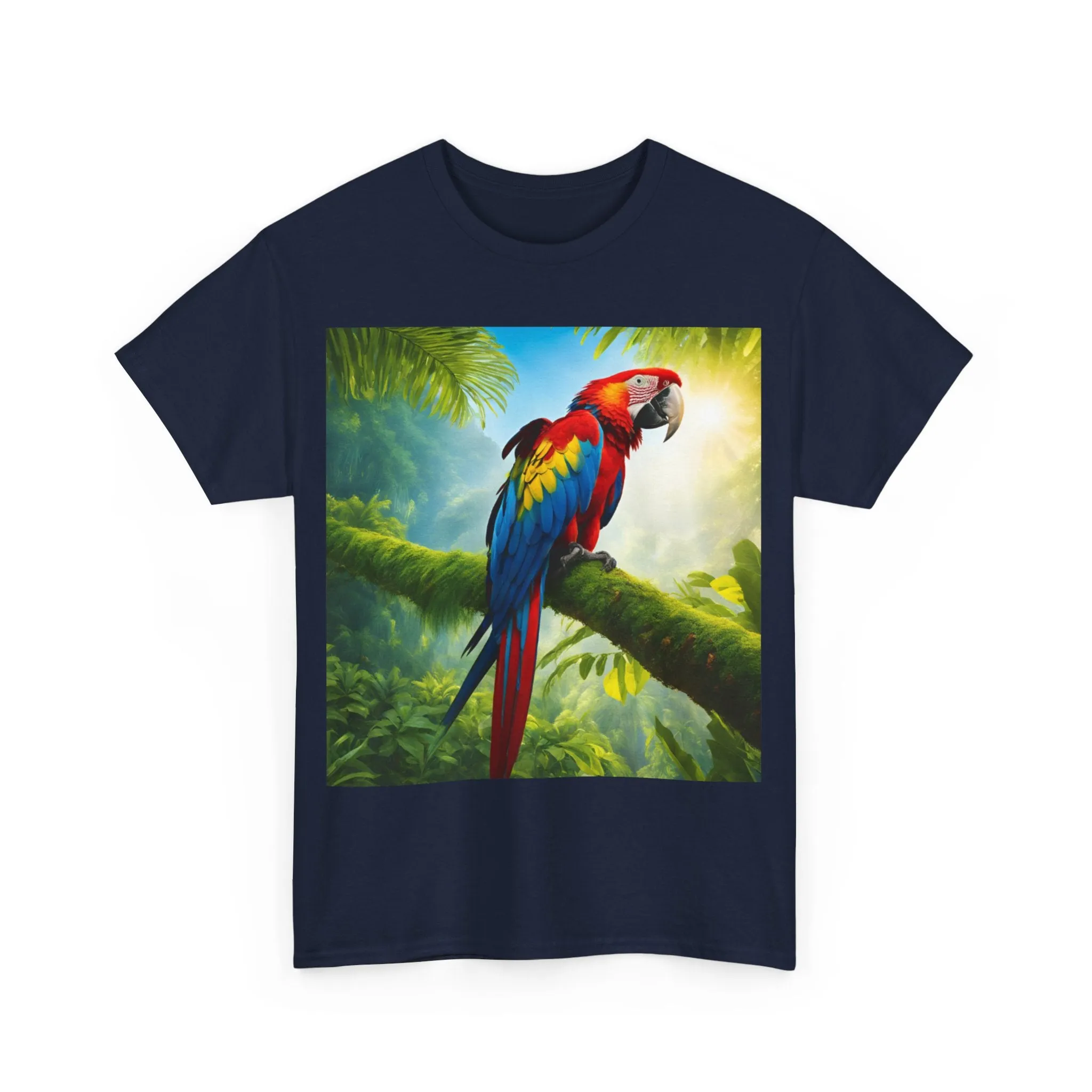 Tropical Vibes Unisex Heavy Cotton Tee | Colorful Parrot Design