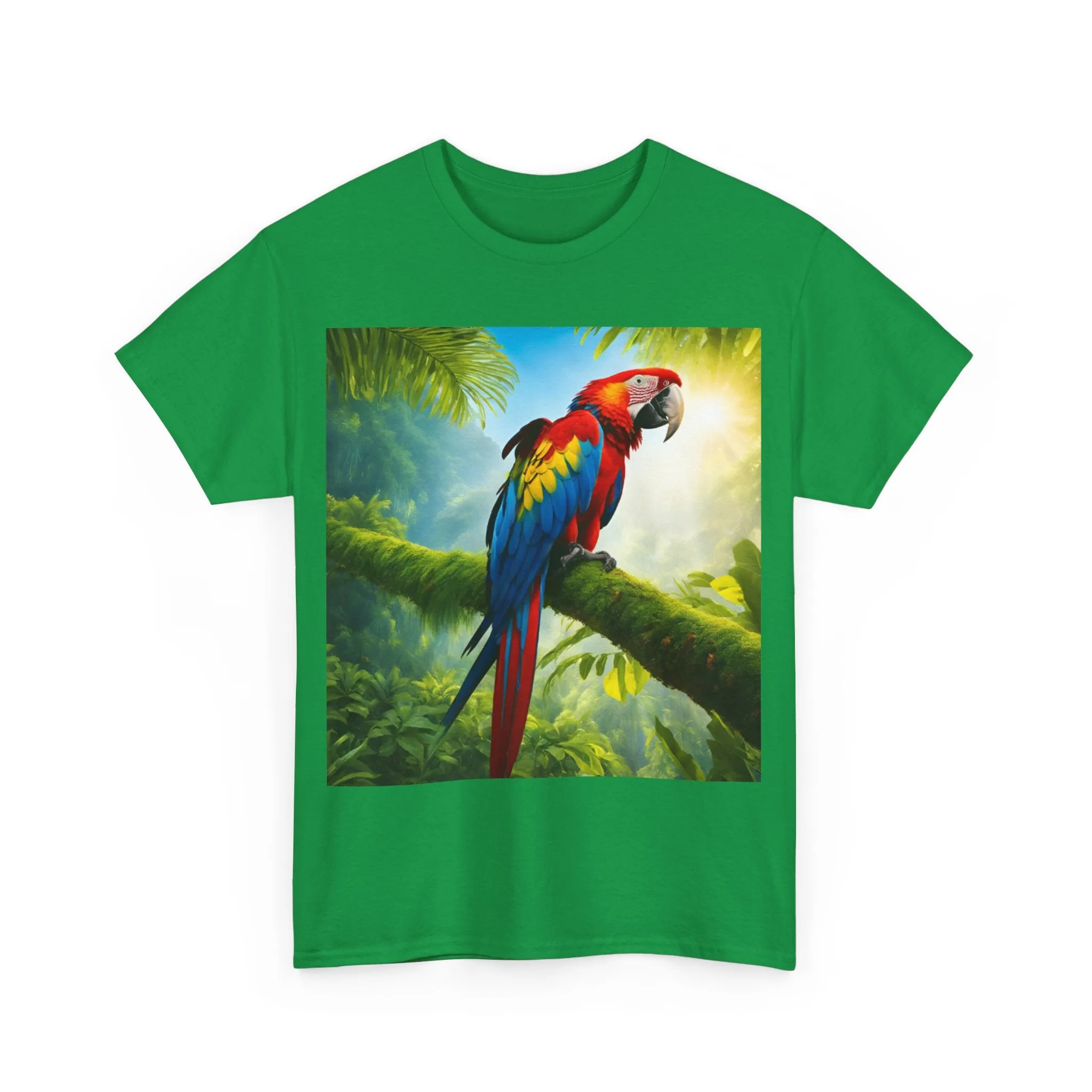 Tropical Vibes Unisex Heavy Cotton Tee | Colorful Parrot Design