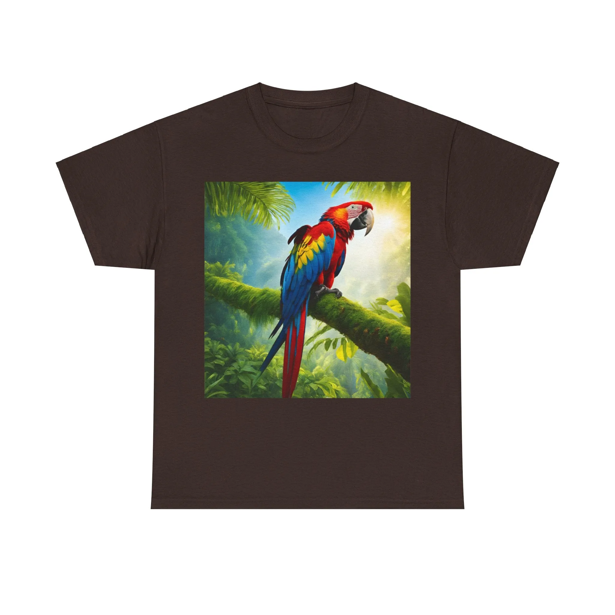 Tropical Vibes Unisex Heavy Cotton Tee | Colorful Parrot Design