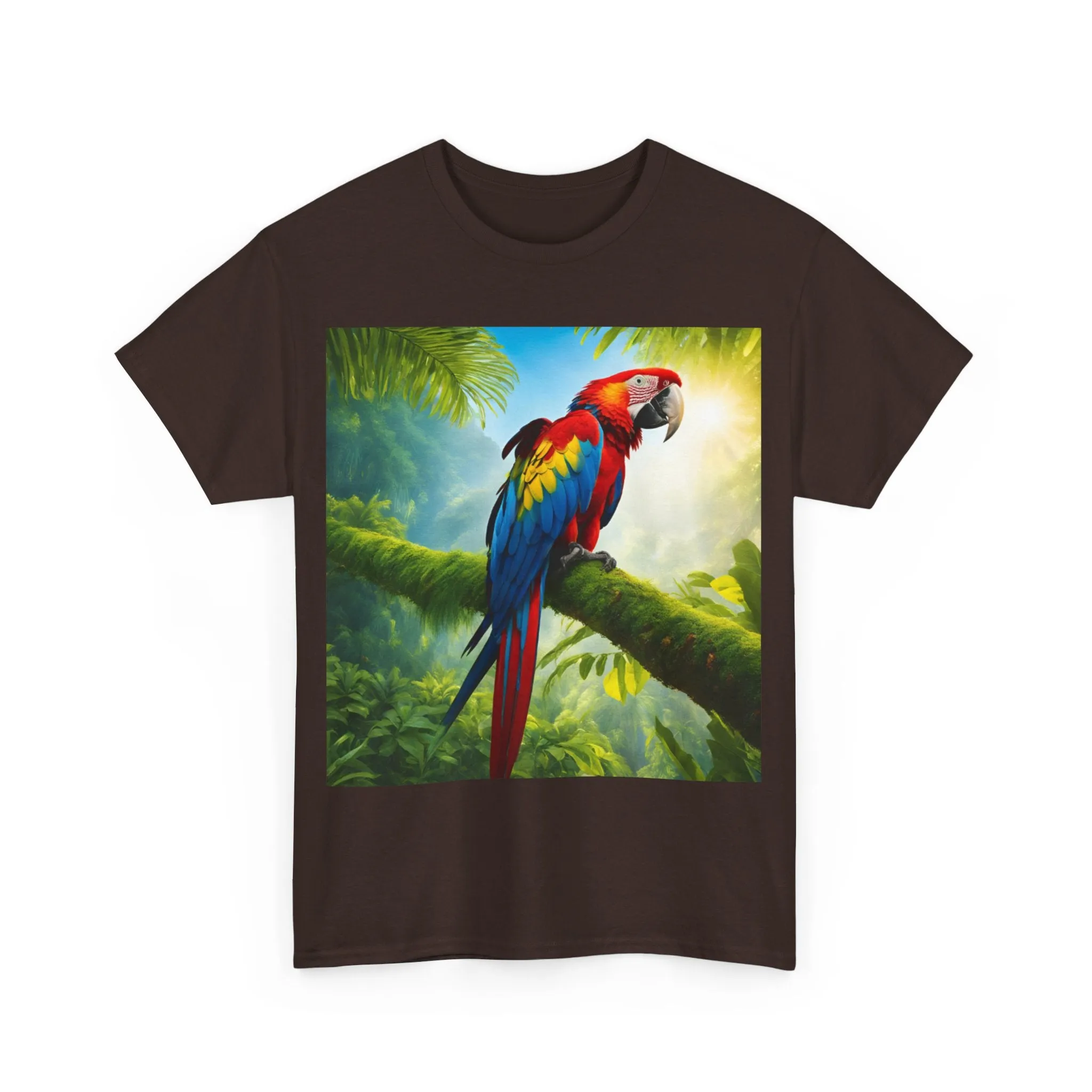 Tropical Vibes Unisex Heavy Cotton Tee | Colorful Parrot Design