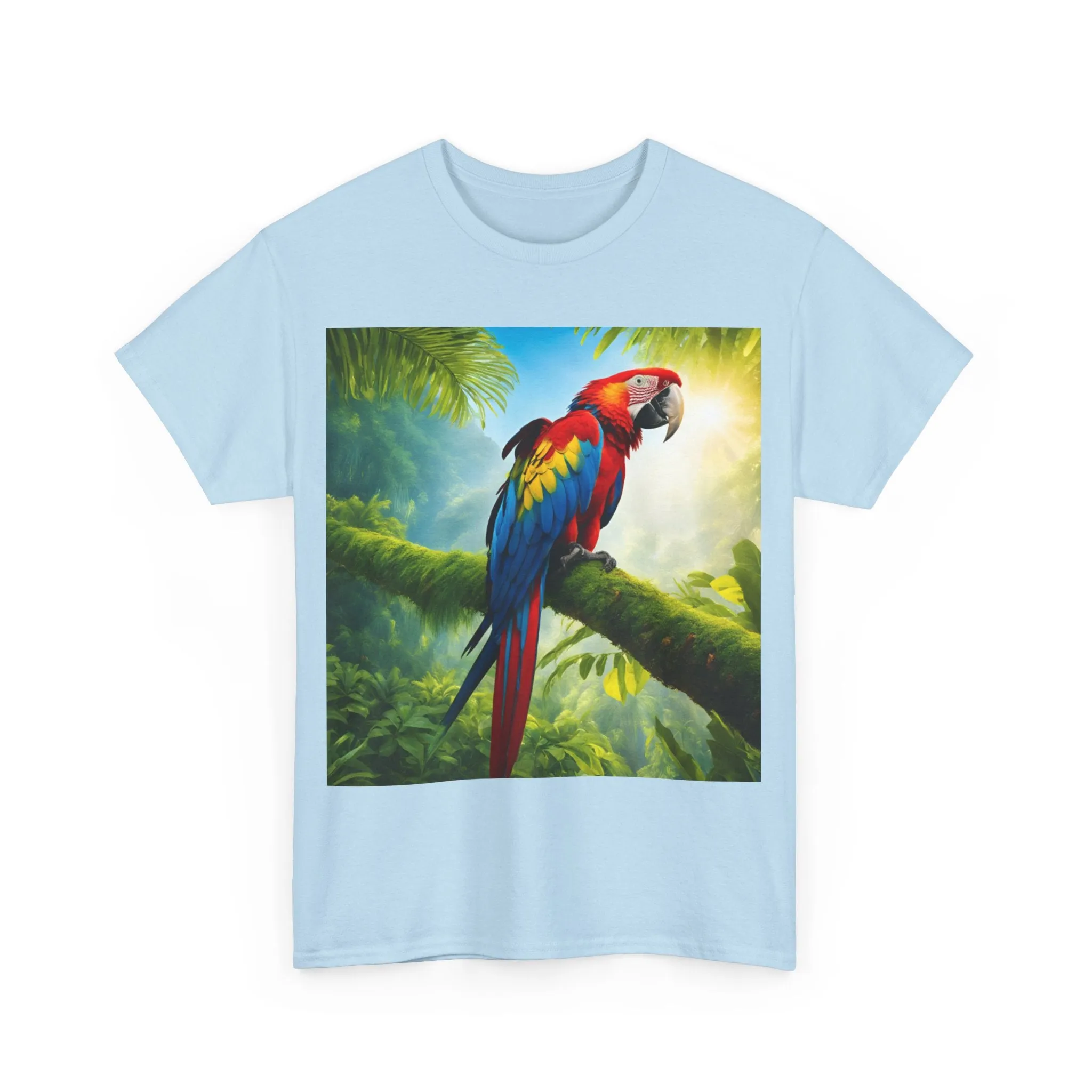 Tropical Vibes Unisex Heavy Cotton Tee | Colorful Parrot Design