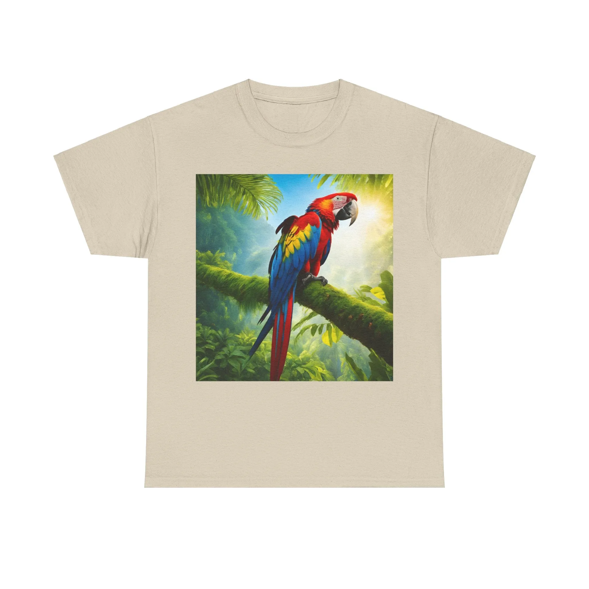 Tropical Vibes Unisex Heavy Cotton Tee | Colorful Parrot Design