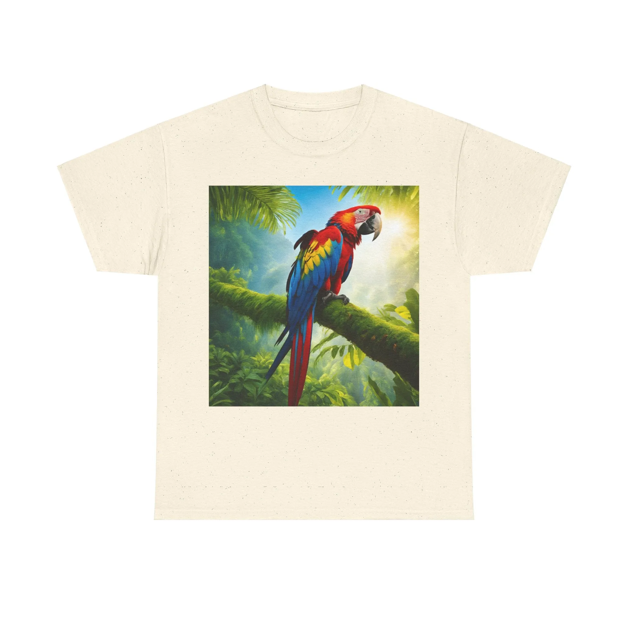 Tropical Vibes Unisex Heavy Cotton Tee | Colorful Parrot Design