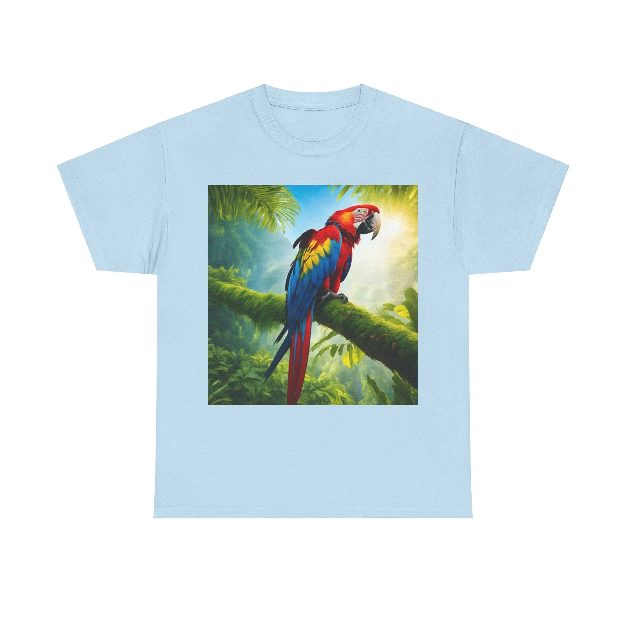 Tropical Vibes Unisex Heavy Cotton Tee | Colorful Parrot Design