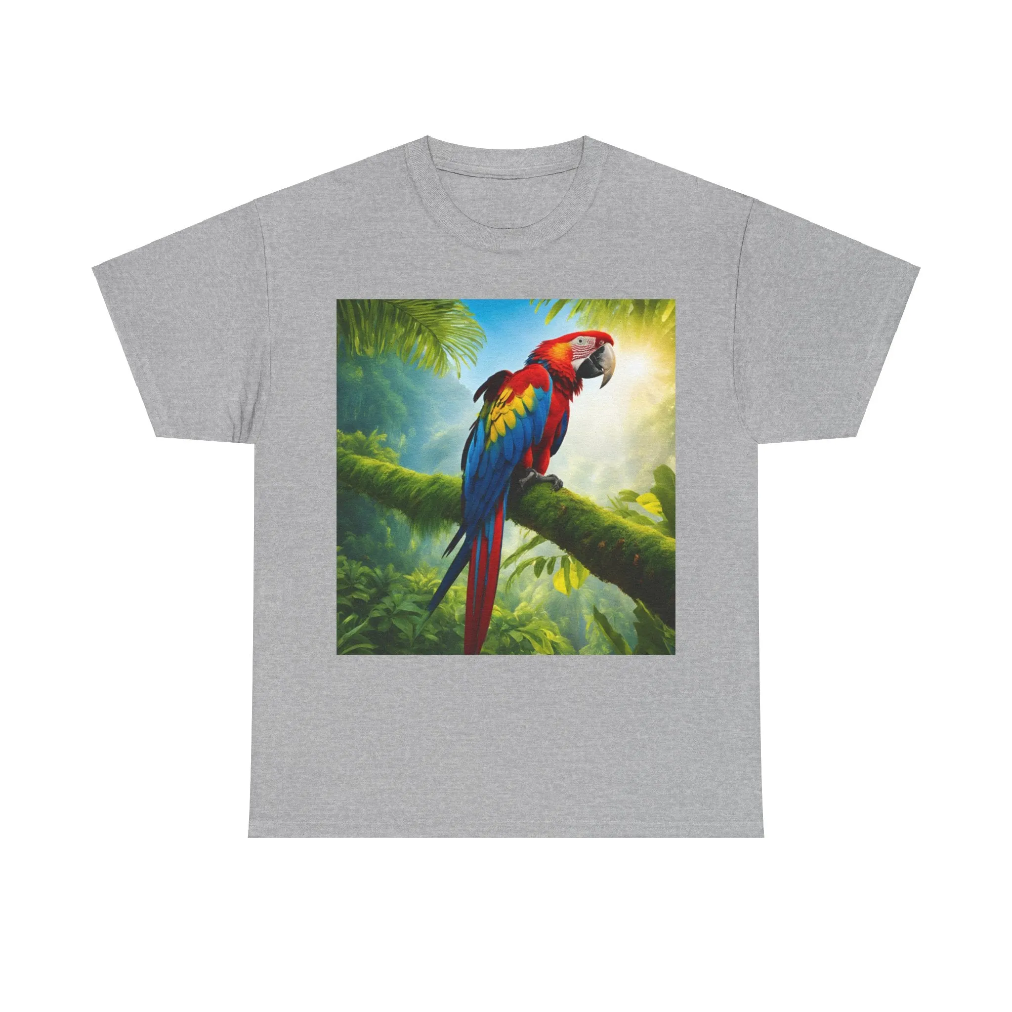 Tropical Vibes Unisex Heavy Cotton Tee | Colorful Parrot Design