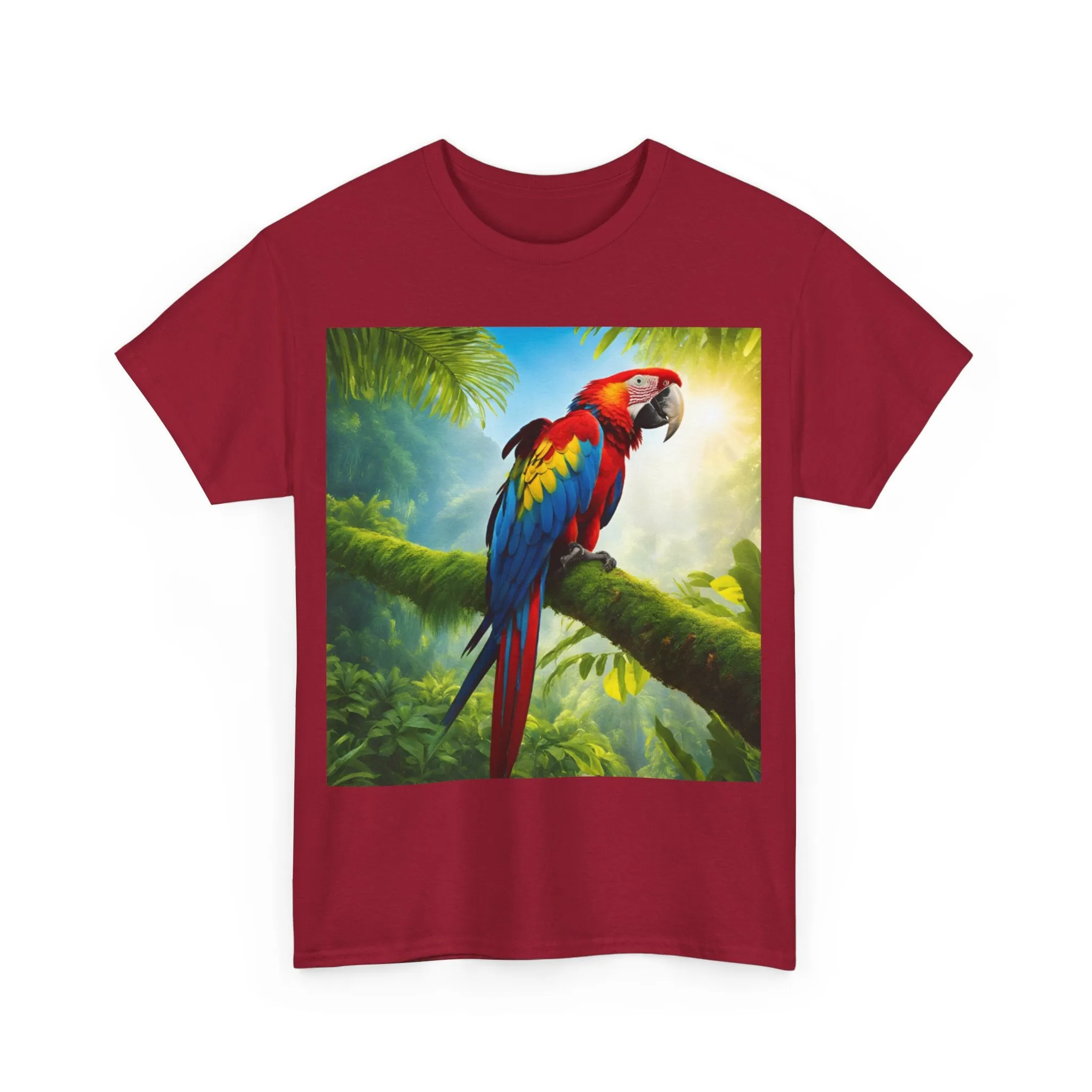 Tropical Vibes Unisex Heavy Cotton Tee | Colorful Parrot Design