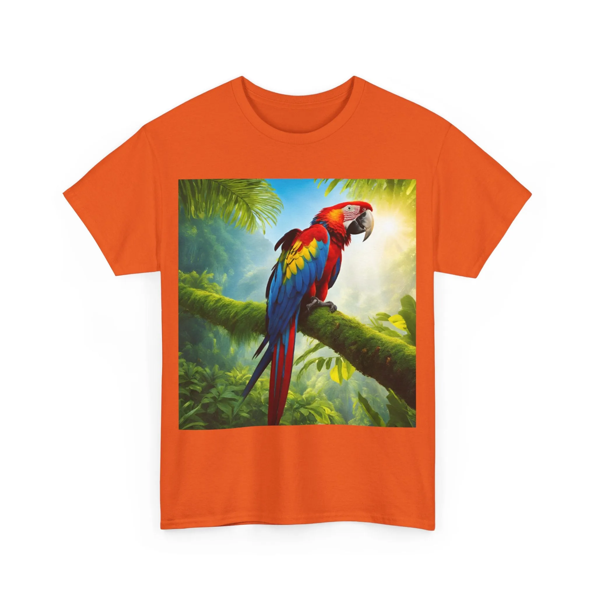 Tropical Vibes Unisex Heavy Cotton Tee | Colorful Parrot Design