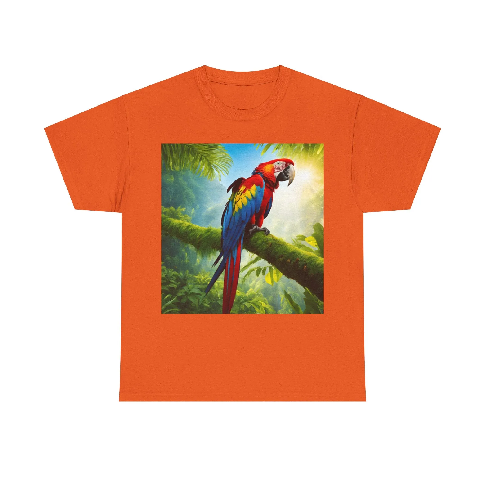 Tropical Vibes Unisex Heavy Cotton Tee | Colorful Parrot Design