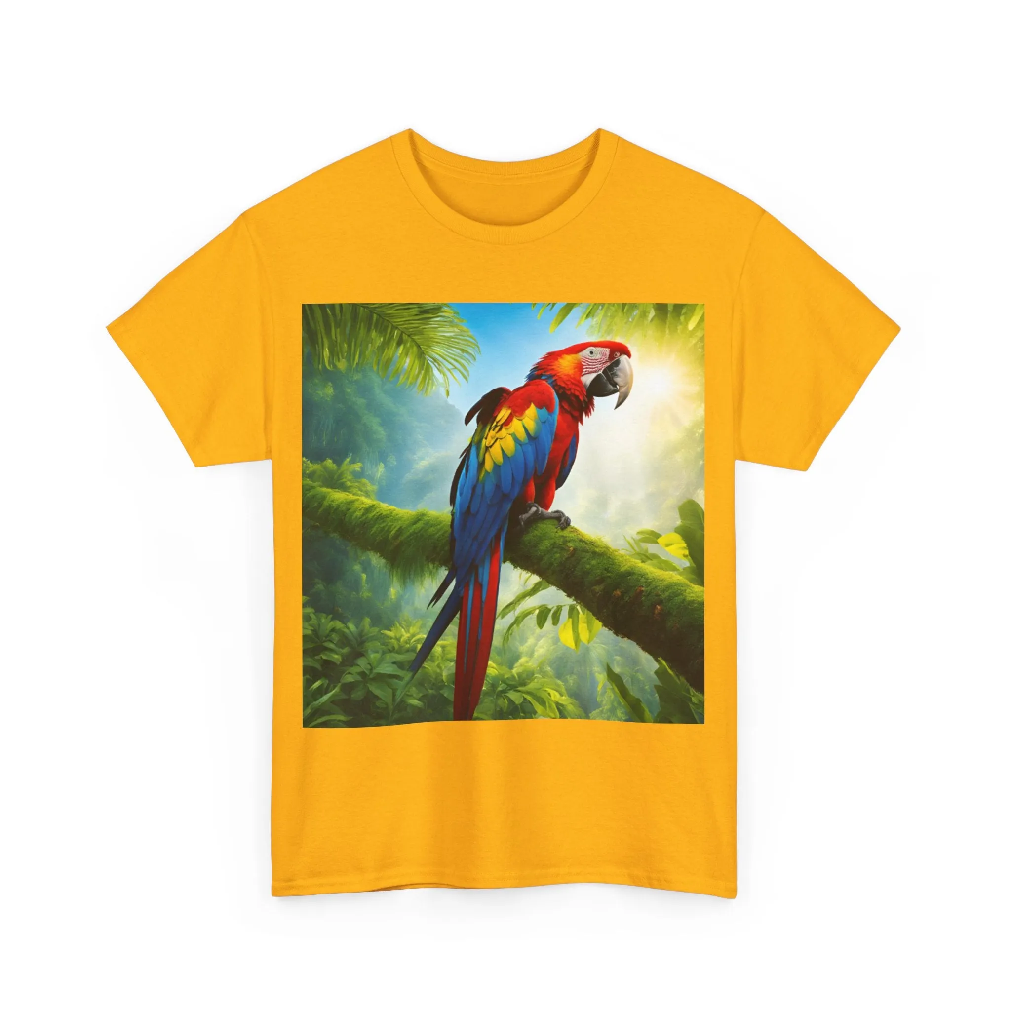 Tropical Vibes Unisex Heavy Cotton Tee | Colorful Parrot Design