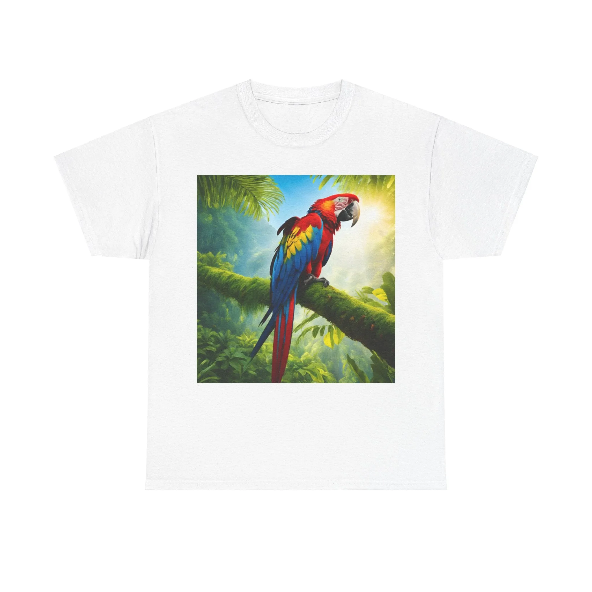 Tropical Vibes Unisex Heavy Cotton Tee | Colorful Parrot Design