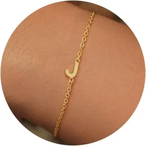 Turandoss Gold Initial Bracelets for Girls Women Jewelry Gifts - 18k Gold/Silver Plated Letter Initial Bracelet Dainty Gold Bracelets for Women Initial Bracelets for Teen Girls Gifts Trendy Stuff