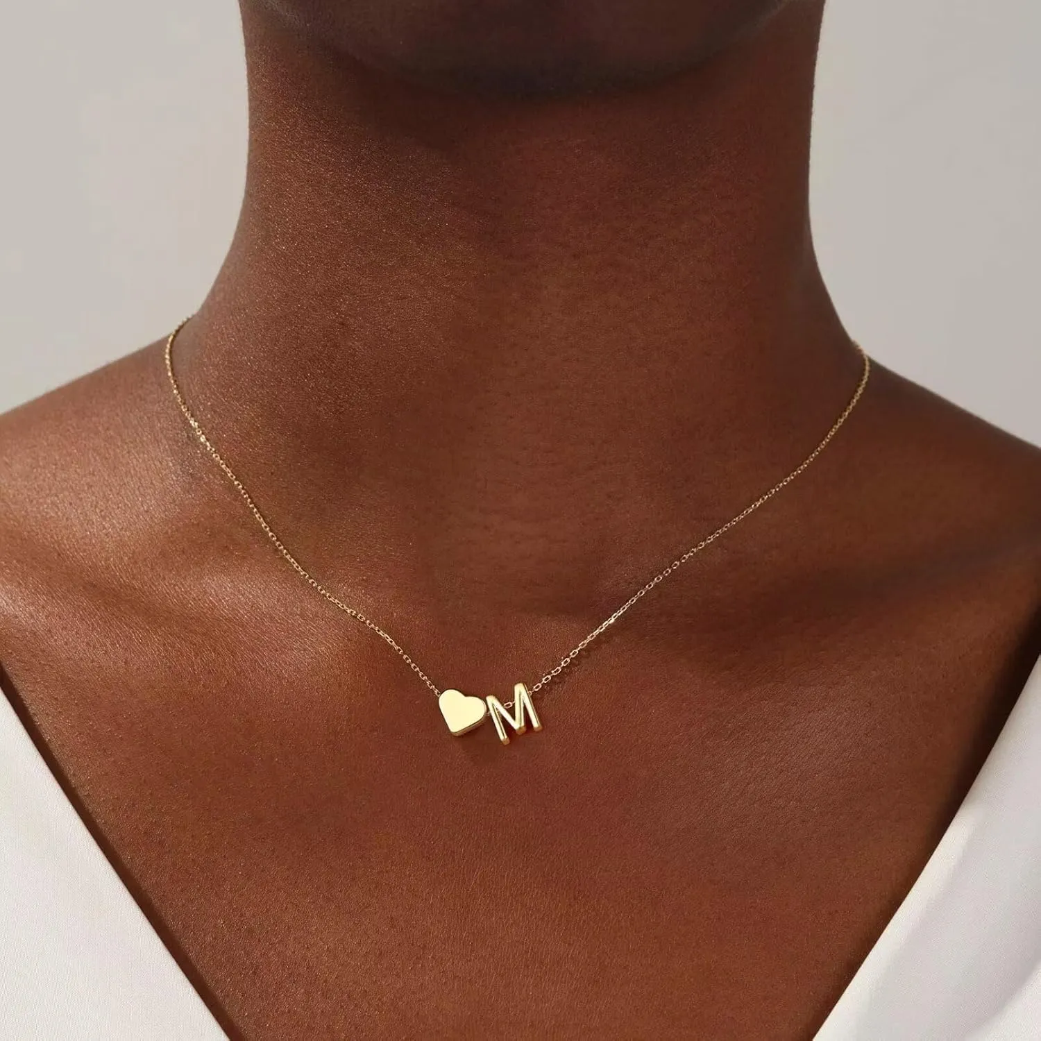Turandoss Gold/Silver Heart Initial Necklace for Women Teen Girls - 18K Gold Plated Letter A-Z Pendant Necklace Dainty Heart Necklaces Tiny Initial Necklaces Birthday Gifts for Women Jewelry