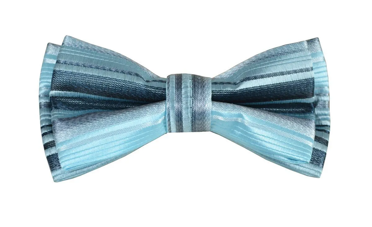Turquoise and Black Boys Bow Tie and Pocket Square Set, Pre-tied