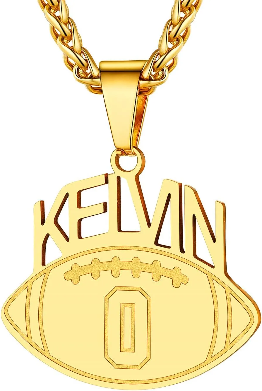 U7 Men Soccer/Football/Baseball Chain Stainless Steel 18K Gold Plated Cool Sport Pendant Running Shoe Necklaces, Baseball Cross Necklaces with 22 2" Chain Gift for Husband or Son