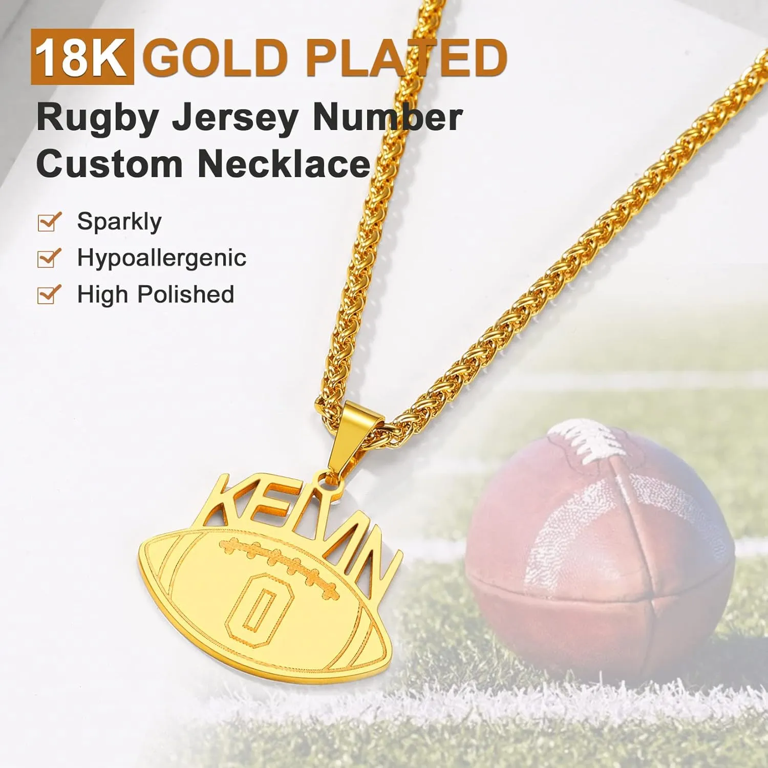 U7 Men Soccer/Football/Baseball Chain Stainless Steel 18K Gold Plated Cool Sport Pendant Running Shoe Necklaces, Baseball Cross Necklaces with 22 2" Chain Gift for Husband or Son