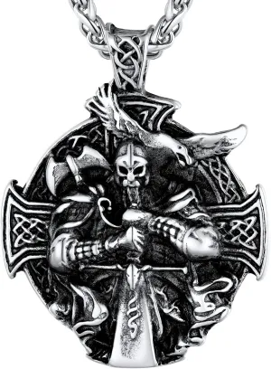 U7 Wiccan Necklace Pagan Pendant Men Women Stainless Steel/Black/18K Gold Plated Pentagram/Norse Viking/Raven Occult Necklaces