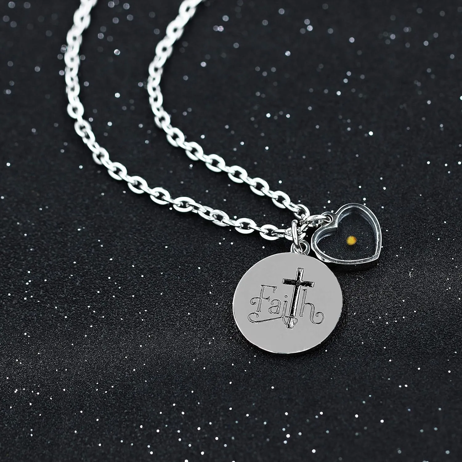 Uloveido Stainless Christian Faith Mustard Seed Pendant Religious Symbol Lettering Necklaces