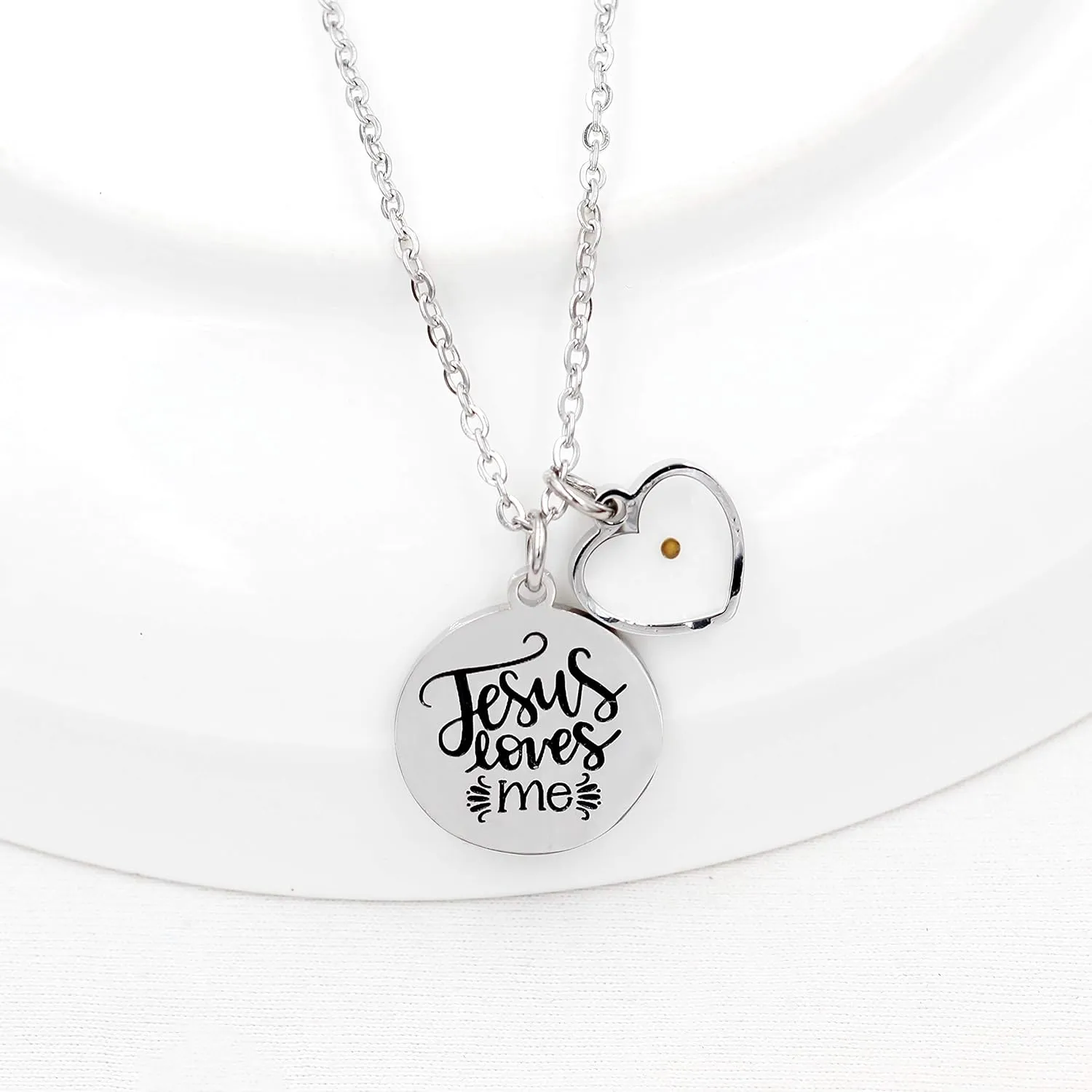 Uloveido Stainless Christian Faith Mustard Seed Pendant Religious Symbol Lettering Necklaces