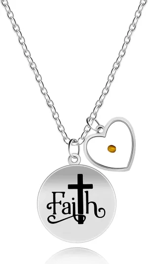 Uloveido Stainless Christian Faith Mustard Seed Pendant Religious Symbol Lettering Necklaces