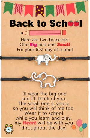 UPROMI First Day of School Bracelets Set for 2/3, Elephant Wish Bracelets for Mommy and Me