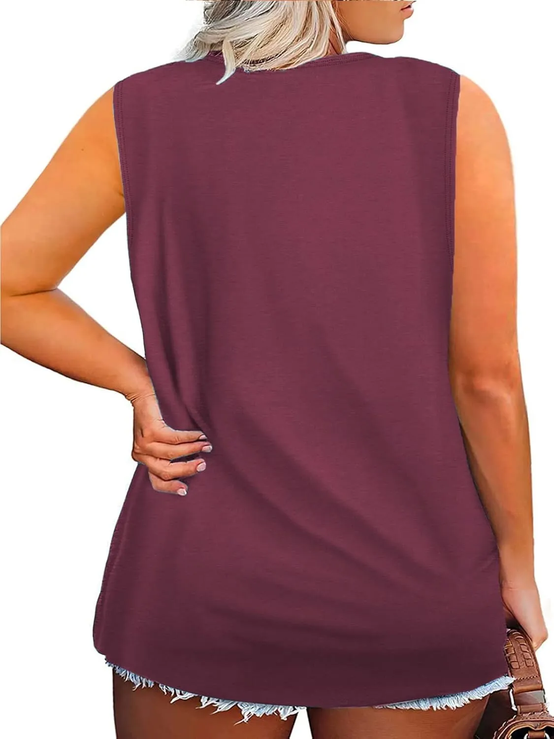 VISLILY Women's-Plus-Size-Tank-Tops Sleeveless Summer V Neck T Shirts Casual Loose Tunics Tee XL-5XL