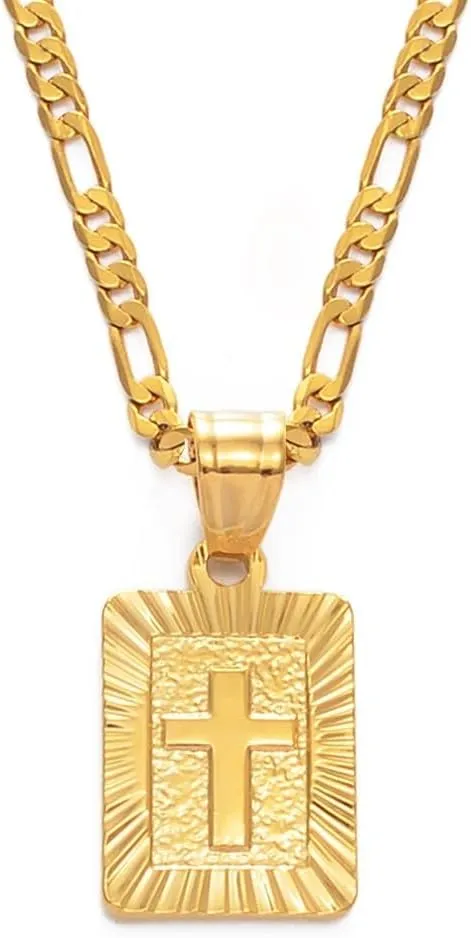 VUTRIEU2K Christian Cross Necklaces Women Men Gold Color Christianity Crucifix Classic Jewelry Jesus Pendant (Length 45 Width 3mm)
