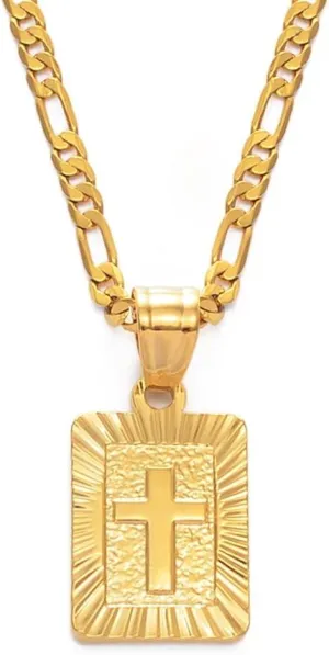 VUTRIEU2K Christian Cross Necklaces Women Men Gold Color Christianity Crucifix Classic Jewelry Jesus Pendant (Length 45 Width 3mm)
