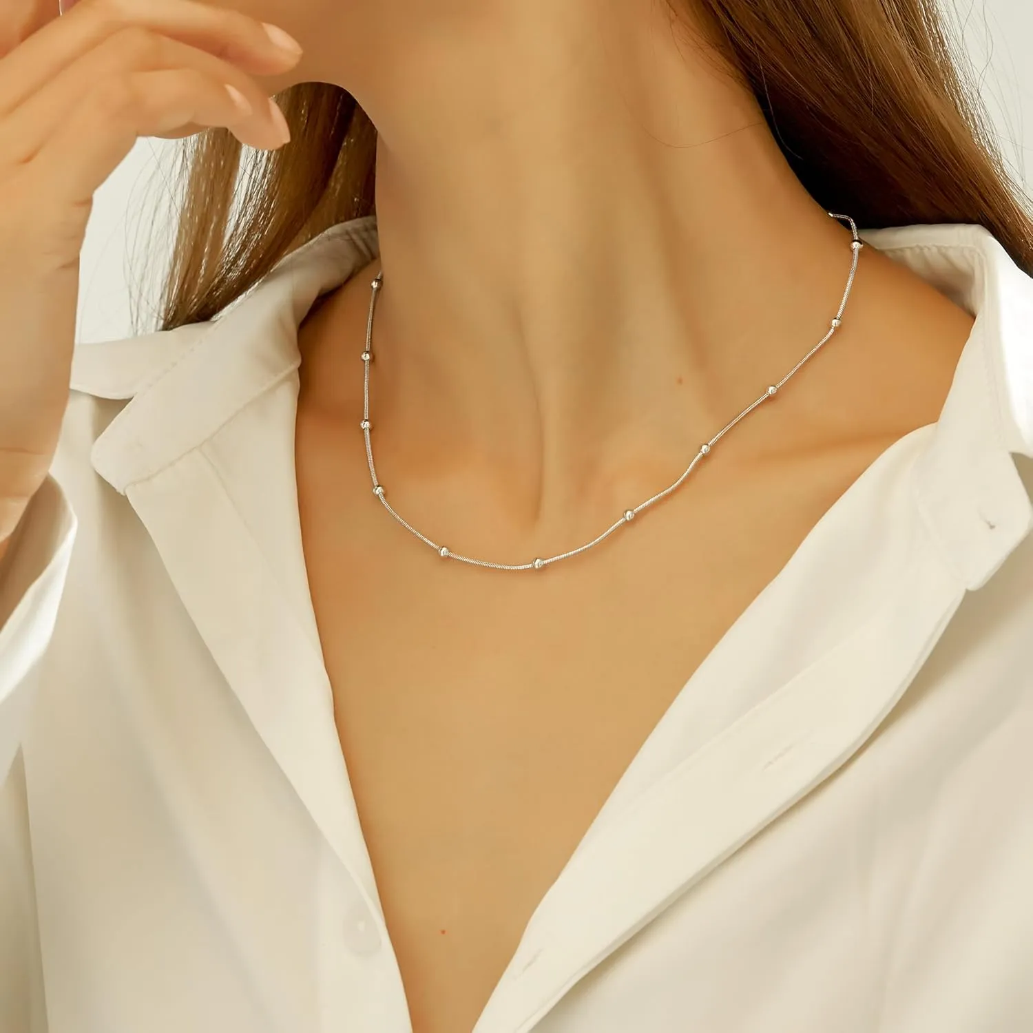 wgoud Gold Necklace for Women Waterproof,14K Real Gold Plated Herringbone Choker Necklace for Women Trendy, Dainty Gold Chain Necklaces Stack,Simple Layered Gold Necklaces for Women Jewelry Gifts