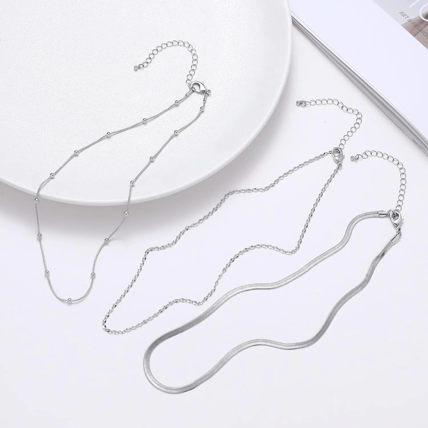 wgoud Gold Necklace for Women Waterproof,14K Real Gold Plated Herringbone Choker Necklace for Women Trendy, Dainty Gold Chain Necklaces Stack,Simple Layered Gold Necklaces for Women Jewelry Gifts