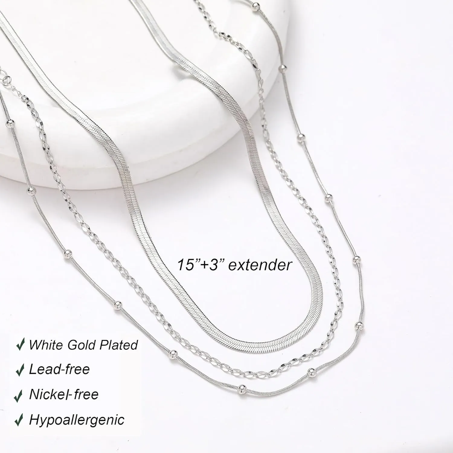 wgoud Gold Necklace for Women Waterproof,14K Real Gold Plated Herringbone Choker Necklace for Women Trendy, Dainty Gold Chain Necklaces Stack,Simple Layered Gold Necklaces for Women Jewelry Gifts