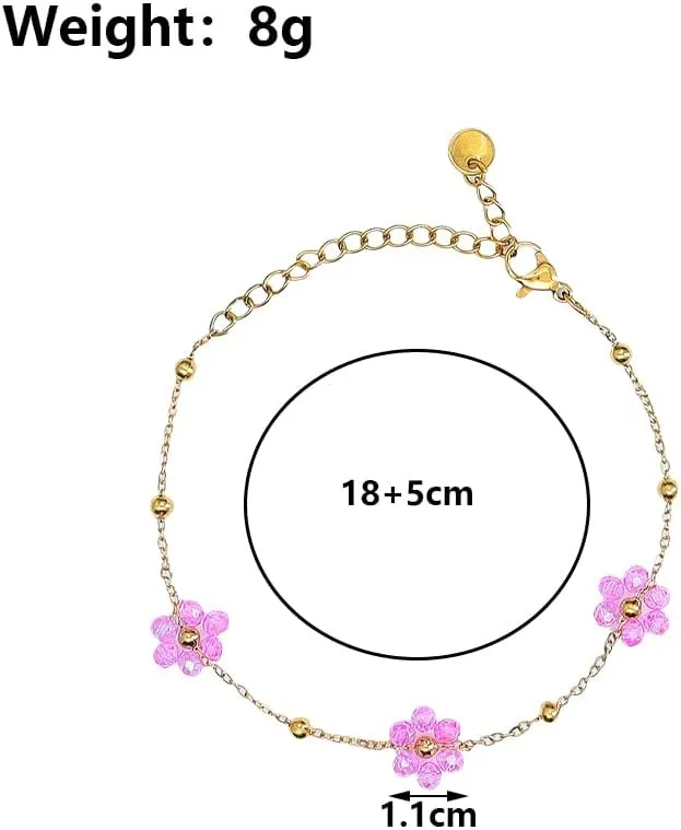 White Crystal Flower Statement Bracelets, Adjustable Gold Thin Chain Bracelets, Sparkling Dainty Stackable Jewelry Gifts for Women