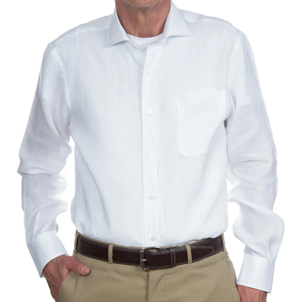 White Linen Shirt Trim Fit