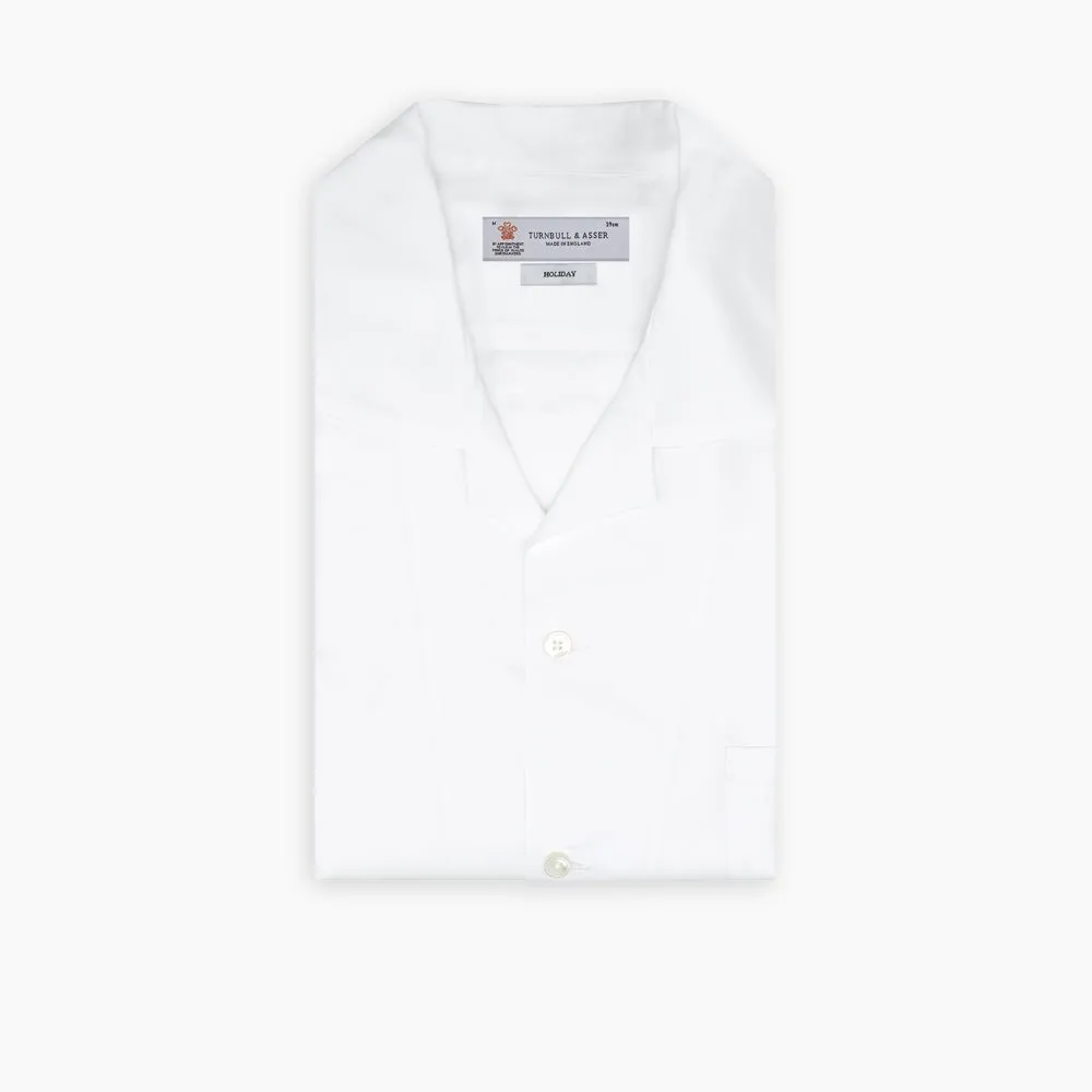 White Lyocell Hampton Open Collar Shirt