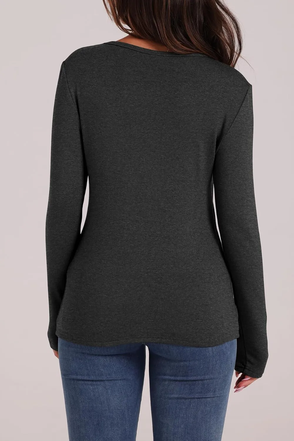 WIHOLL Long Sleeve Thermal Shirt for Women Light Fleece Tops Spring 2025 Crew Neck Casual Basic T-Shirts