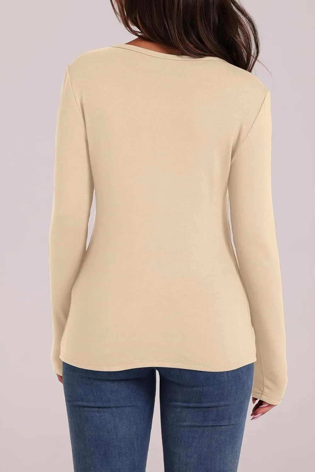 WIHOLL Long Sleeve Thermal Shirt for Women Light Fleece Tops Spring 2025 Crew Neck Casual Basic T-Shirts