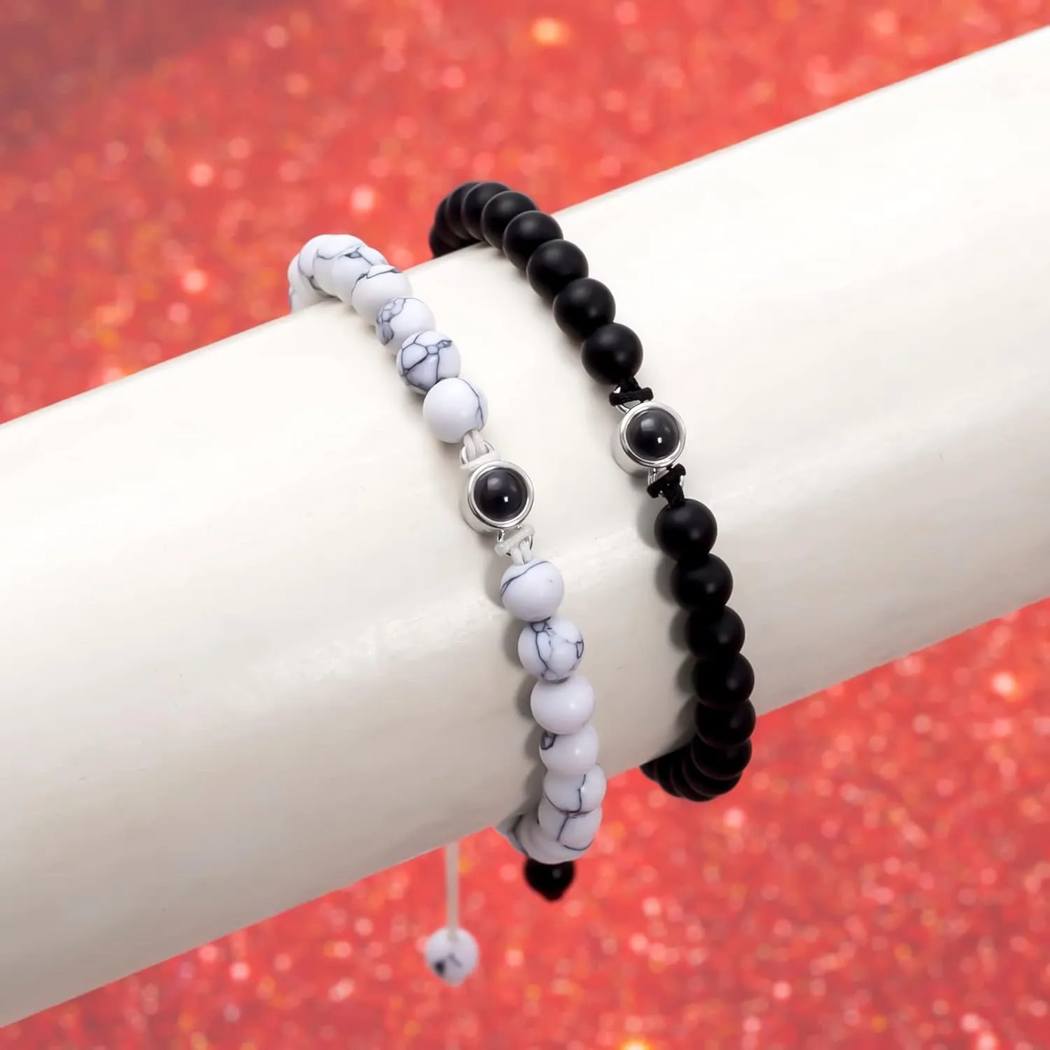Winas Matching Bracelets for Couples- I Love You 100 Languages Couples Bracelets, Natural Stone Agate Crystal Bracelets Gifts for Women/Men, Anniversary Valentines Day Birthday Christmas Gifts for Him and Her