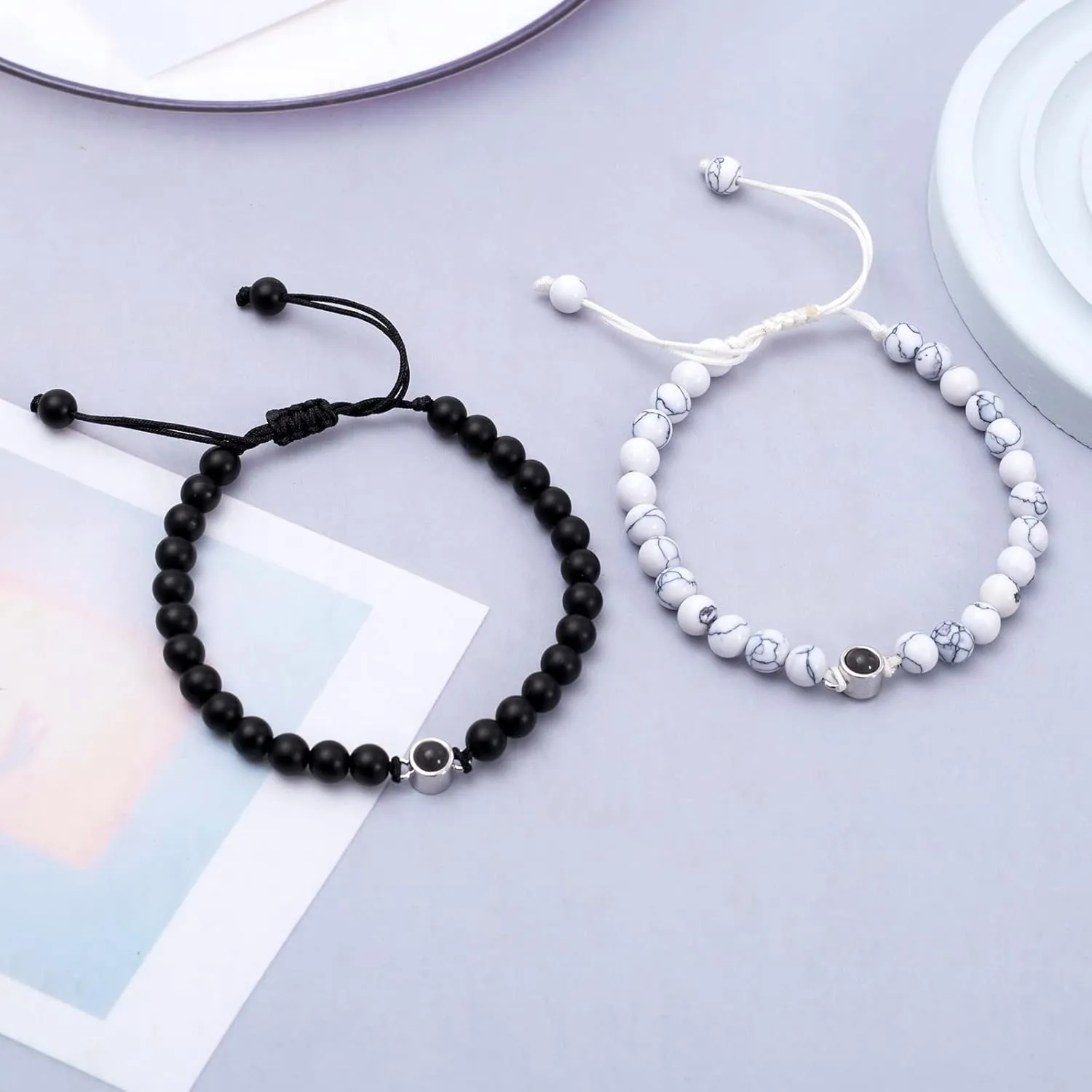 Winas Matching Bracelets for Couples- I Love You 100 Languages Couples Bracelets, Natural Stone Agate Crystal Bracelets Gifts for Women/Men, Anniversary Valentines Day Birthday Christmas Gifts for Him and Her