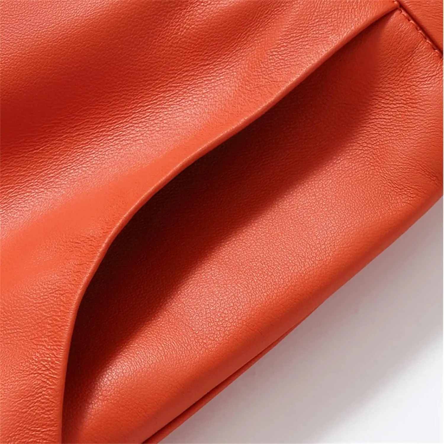 Women A-Line Genuine Leather Midi Skirts Retro High Waist Ruffle Hem Leather Umbrella Skirts