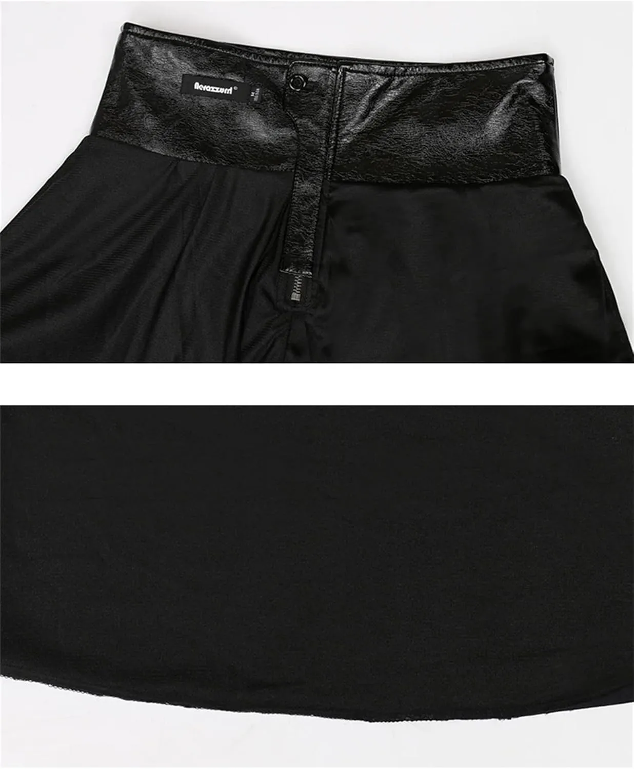 Women Black Shiny Patent Leather Midi Skirt Elegant High Waist Hem A Line Umbrella Skirts