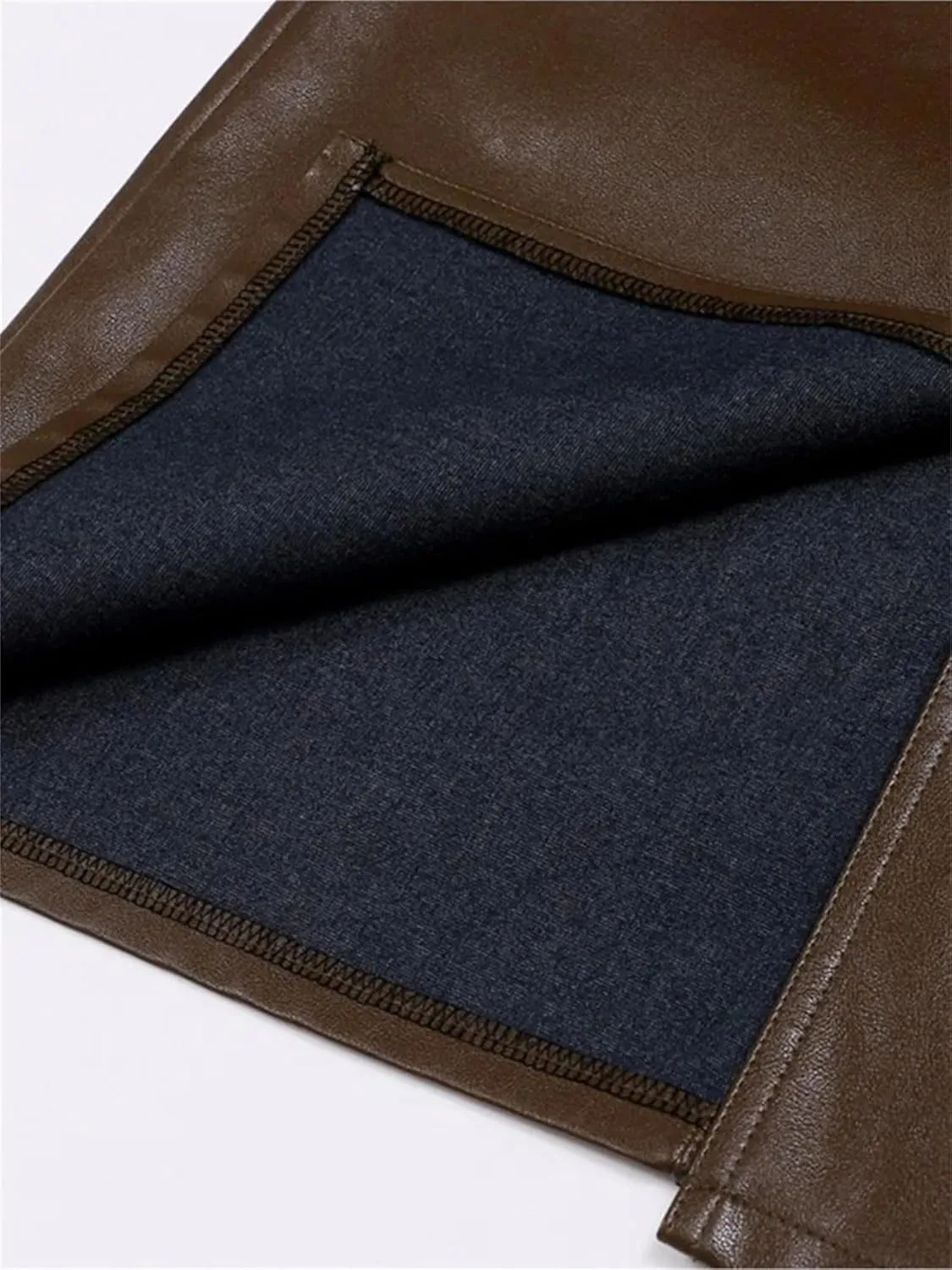 Women Casual Elastic Waist Pu Leather Skirt Winter Elegant Drawstring Bodycon Midi Pencil Skirt