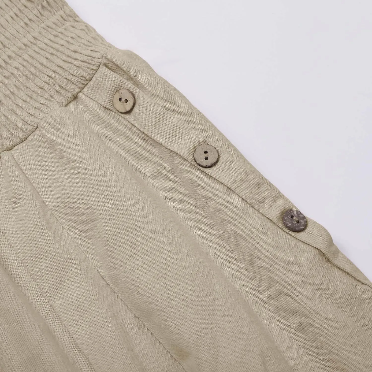 Women Linen Palazzo Pants Wide Leg High Waist Lounge Spring Casual Boho Trousers Travel Vacation Outfit with Pocket