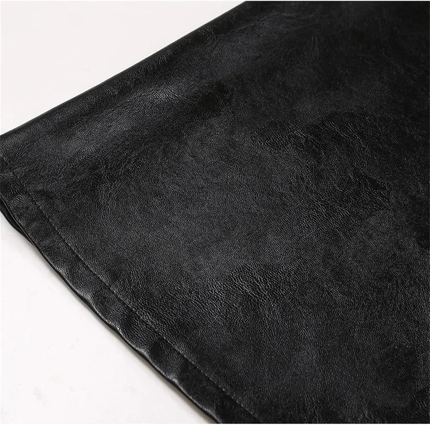 Women Long Pu Leather Skirt Winter High Waisted Pocket Bodycon Pencil Midi Skirt with Slit