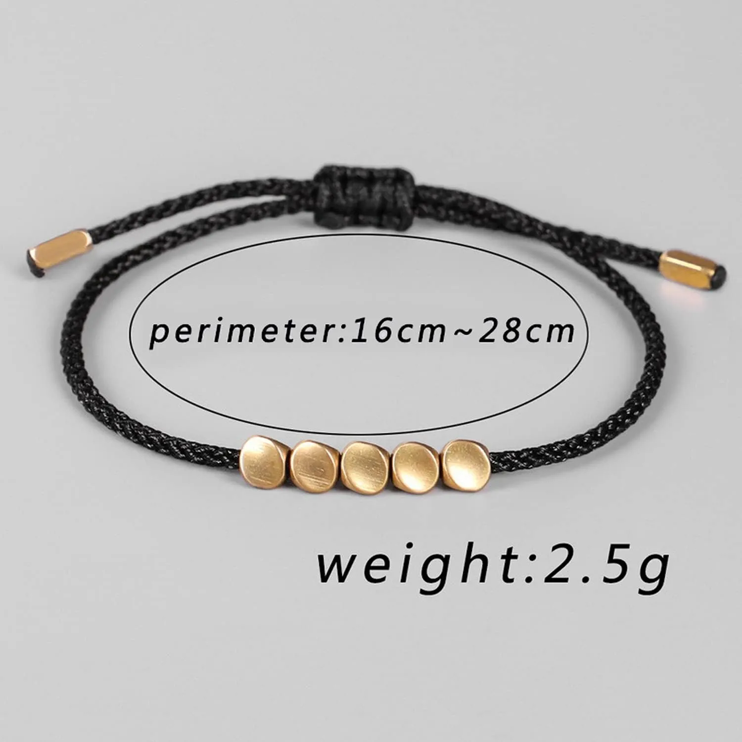 Women Men Handmade 5 Irregular Brass Copper Beads Tibetan Bracelet Chinese Feng Shui Lucky Red String Adjustable Rope Chain Couple Bracelets Distance Friendship Lovers Promise Gifts